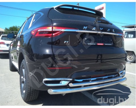 HAVAL F7X 2019-н.в. защита заднего бампера двойная труба d60/d42 из нержавеющей стали